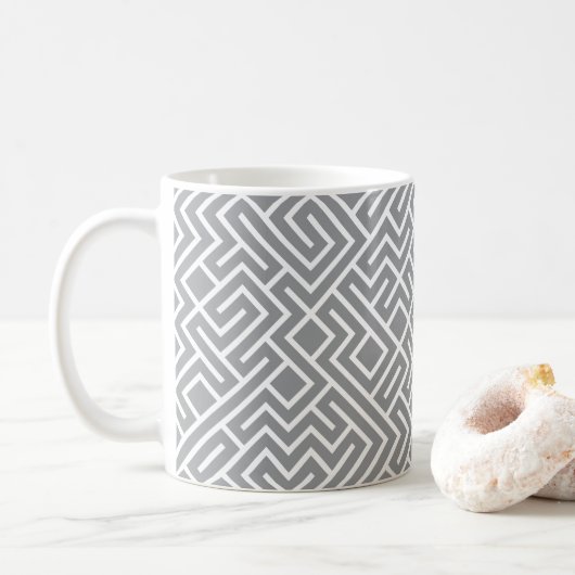 Tiled Lines Generatief (Grijze Vulling) Uniek Koffiemok (Met donut)