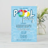 Tiled Pool Party Verjaardag Uitnodiging (Staand voorkant)