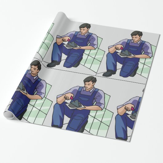 Tiler op het werk cadeaupapier (Uitgerold)