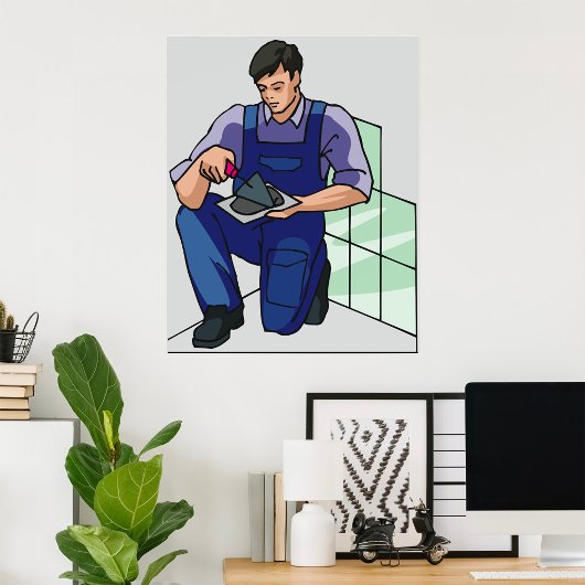 Tiler op het werk poster