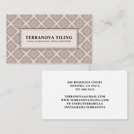 Tiler Tiling geometric Pattern Square Business Ca Visitekaartje (Voorkant / Achterkant)