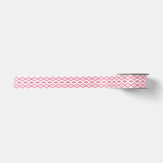 Tilet-patroon | Roze geometrisch ontwerp Satijnen Lint (Voorkant)