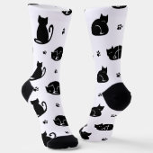 Tiling Cats Pattern Crew Soks – Schattige katten Sokken (Gebogen)