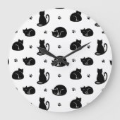 Tiling Cats Pattern Wall Clock – For cat lovers Grote Klok (Voorkant)
