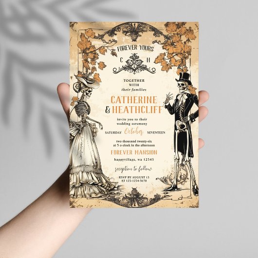 Till Death Autumn Skeleton Paar Kaart