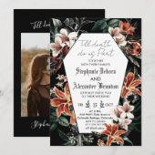 Till Death Bloemen Foto Halloween gothic Wedding Kaart (Voorkant / Achterkant)