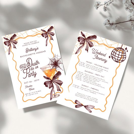 Till Death Bow Cocktail Halloween Bacheloerette In Kaart