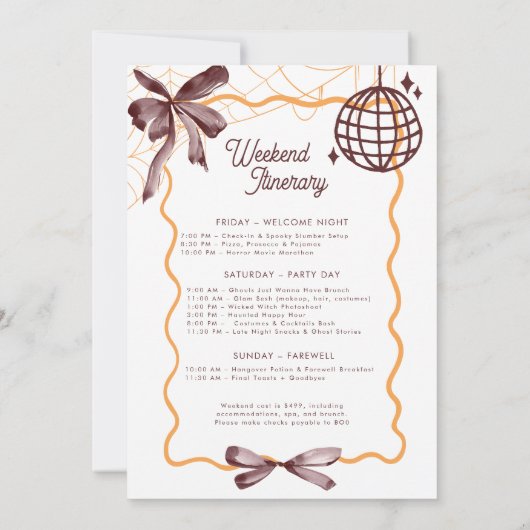 Till Death Bow Cocktail Halloween Bacheloerette In Kaart (Achterkant)