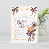 Till Death Bow Cocktail Halloween Bacheloerette Kaart (Staand voorkant)