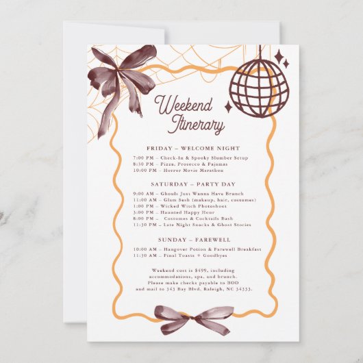 Till Death Bow Cocktail Halloween Bacheloerette Kaart (Achterkant)