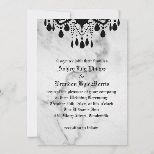 Till Death Do ons Part Marble Wedding Invitation Kaart (Voorkant)