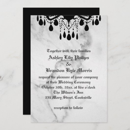 Till Death Do ons Part Marble Wedding Invitation Kaart (Voorkant / Achterkant)