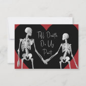 Till Death Do ons Part Skeleton Black RSVP Kaartje (Voorkant)