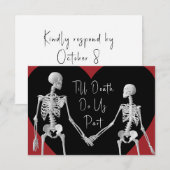 Till Death Do ons Part Skeleton Black RSVP Kaartje (Voorkant / Achterkant)
