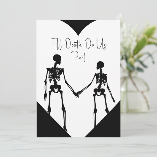 Till Death Do ons Part Skeleton Weddenschap White Kaart (Staand voorkant)