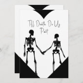 Till Death Do ons Part Skeleton Weddenschap White Kaart (Voorkant / Achterkant)