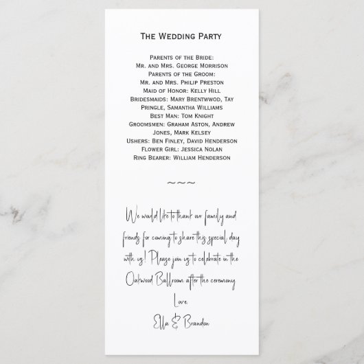 Till Death Do ons Part Skeleton Weddenschap White Programmakaart (Achterkant)