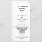 Till Death Do ons Part Skeleton Weddenschap White Programmakaart (Voorkant / Achterkant)