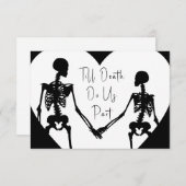Till Death Do ons Part Skeleton Weddenschap White RSVP Kaartje (Voorkant / Achterkant)