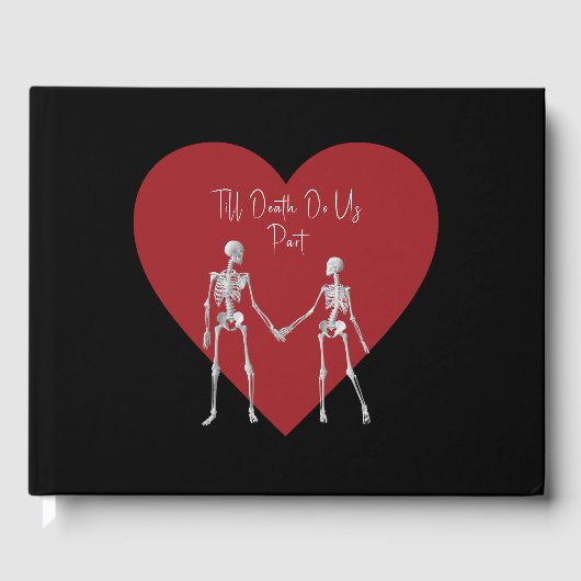 Till Death Do ons Part Skeleton Wedding Black Gastenboek (Voorkant)