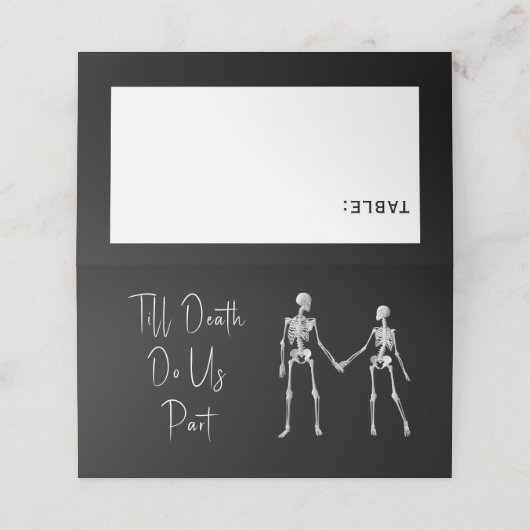 Till Death Do ons Part Skeleton Wedding Black Plaatskaartje (Buitenkant ongevouwen)