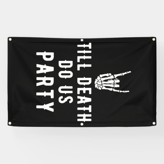 Till Death Do ons Party Black Tall Skeleton Party Spandoek (Horizontaal)