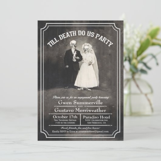 Till Death Do Us Engagement Party Uitnodigingen (Staand voorkant)