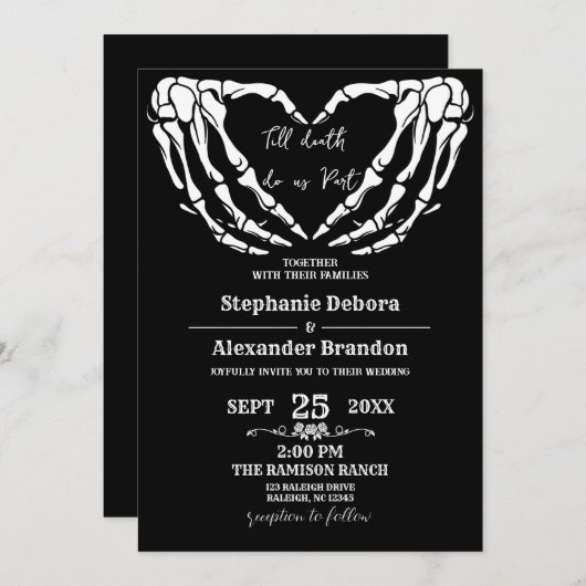 Till Death Do Us Halloween Gothic kaart Trouwen (Voorkant / Achterkant)