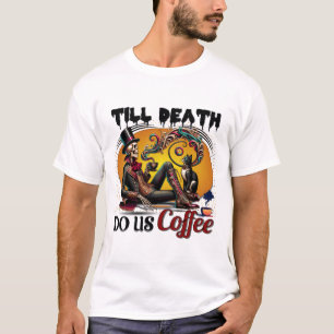Till Death Do Us Koffie Skelet met Kat T-shirt
