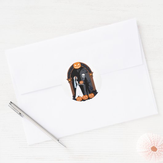 Till Death Do Us Part beroemd gemaakt door Skeleto Ronde Sticker (Envelop)