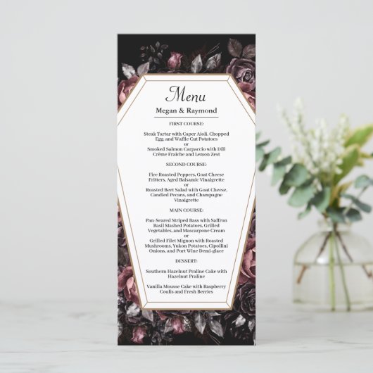 Till Death Do us Part Black Gothic Bruiloft Menu (Staand voorkant)