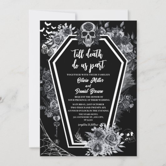 Till Death Do Us Part Black Halloween wedding Kaart (Voorkant)