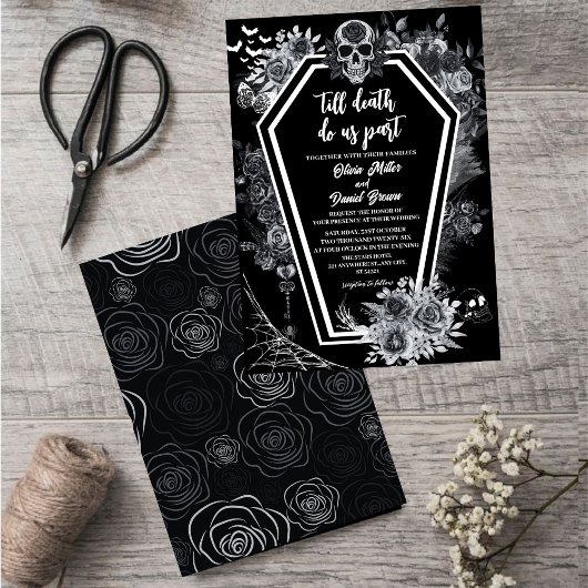 Till Death Do Us Part Black Halloween wedding Kaart