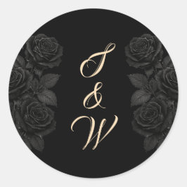 Till Death Do Us Part Black Wedding Monogram Ronde Sticker