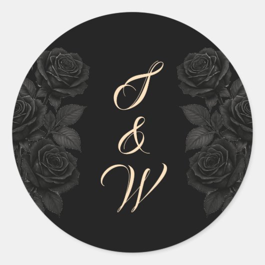 Till Death Do Us Part Black Wedding Monogram Ronde Sticker (Voorkant)