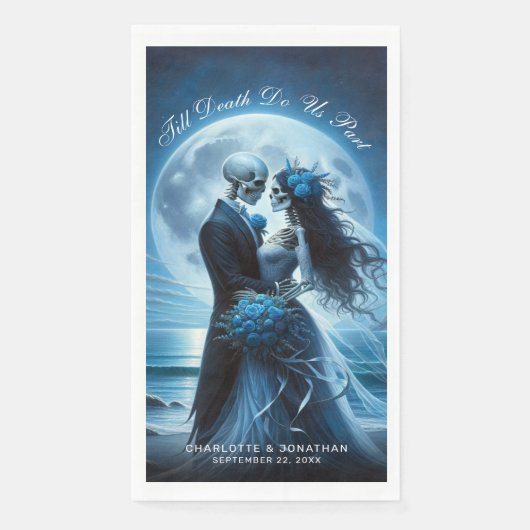 Till Death Do Us Part Blue Skeleton Couple Wedding Servet (Voorkant)