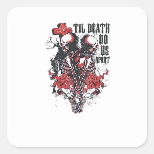 Till Death Do Us Part: een minimalistisch kunstwer Vierkante Sticker (Voorkant)