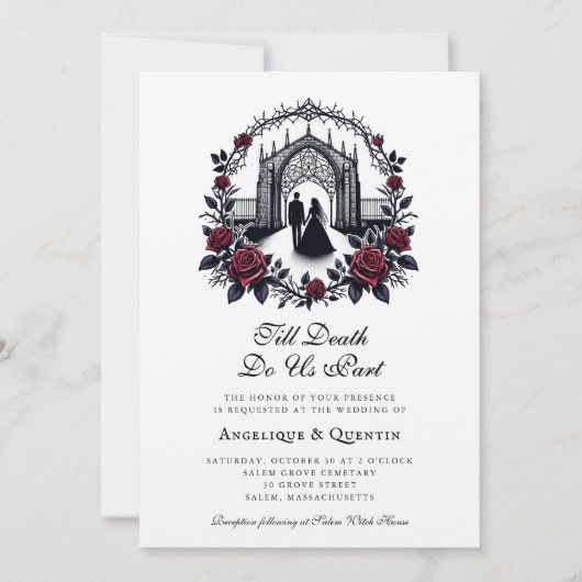 Till Death Do Us Part Elegant Gothic Wedding Kaart (Voorkant)