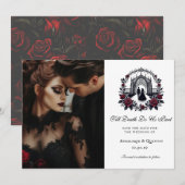Till Death Do Us Part Elegante Gothic Foto Opslaan Kaart (Voorkant / Achterkant)