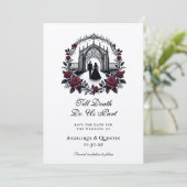 Till Death Do Us Part Elegante Gothic Save the Dat Kaart (Staand voorkant)