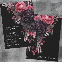 Till Death Do Us Part Gothic Black Bloemen Huwelij Kaart