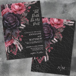 Till Death Do Us Part Gothic Black Bloemen Huwelij Kaart