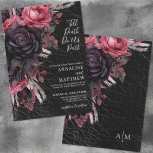 Till Death Do Us Part Gothic Black Bloemen Huwelij Kaart
