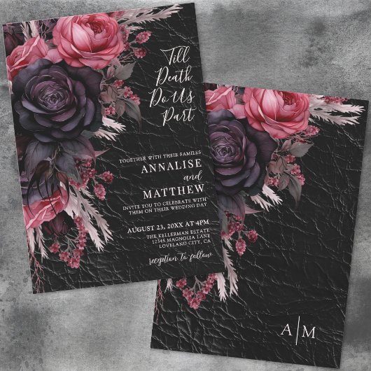 Till Death Do Us Part Gothic Black Bloemen Huwelij Kaart