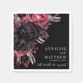 Till Death Do Us Part Gothic Black Bloemen Huwelij Servet (Voorkant)