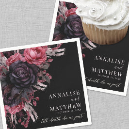 Till Death Do Us Part Gothic Black Bloemen Huwelij Servet