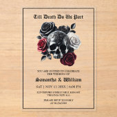 Till Death Do Us Part Gothic Black Wedding Acryl Uitnodigingen (Voorkant)