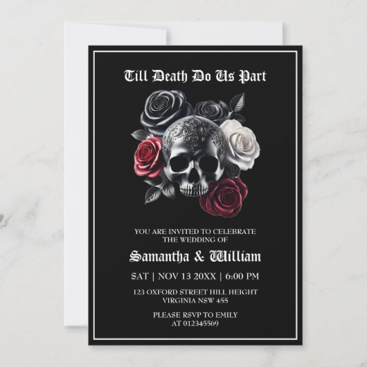 Till Death Do Us Part Gothic Black Wedding Kaart (Voorkant)