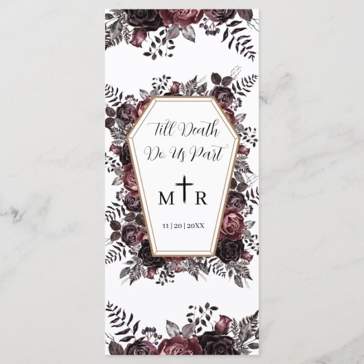 Till Death Do us Part Gothic Bloemen Bruiloft Menu (Achterkant)