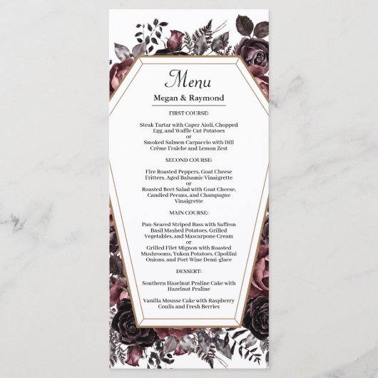 Till Death Do us Part Gothic Bloemen Bruiloft Menu (Voorkant)